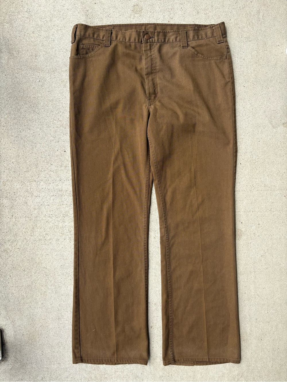 Vintage 70s GWG Kings Brown Twill Wide Leg Work Pants - Made in Canada 38x31.5 - Picture 3 of 4